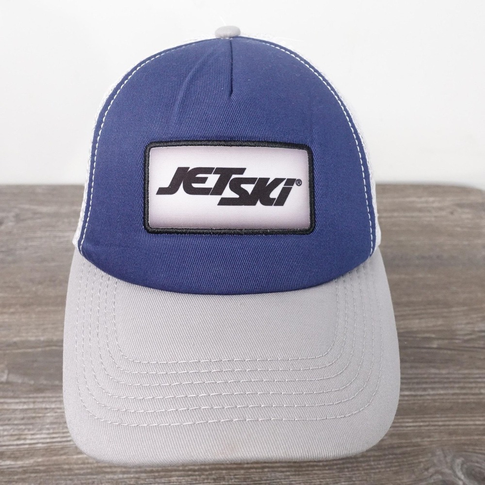 Kawasaki Jet Ski Hat Cap Snap Back Blue Gray White Mesh Trucker Patch PWC